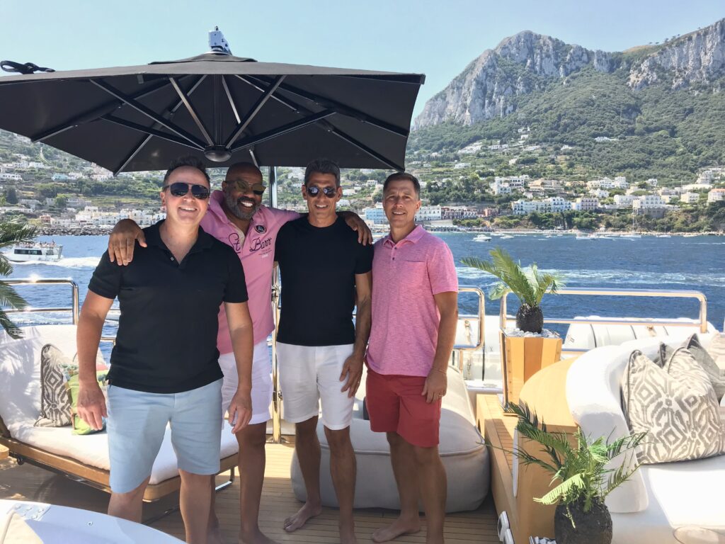 Off the coast of Capri Italy with Steve Harvey